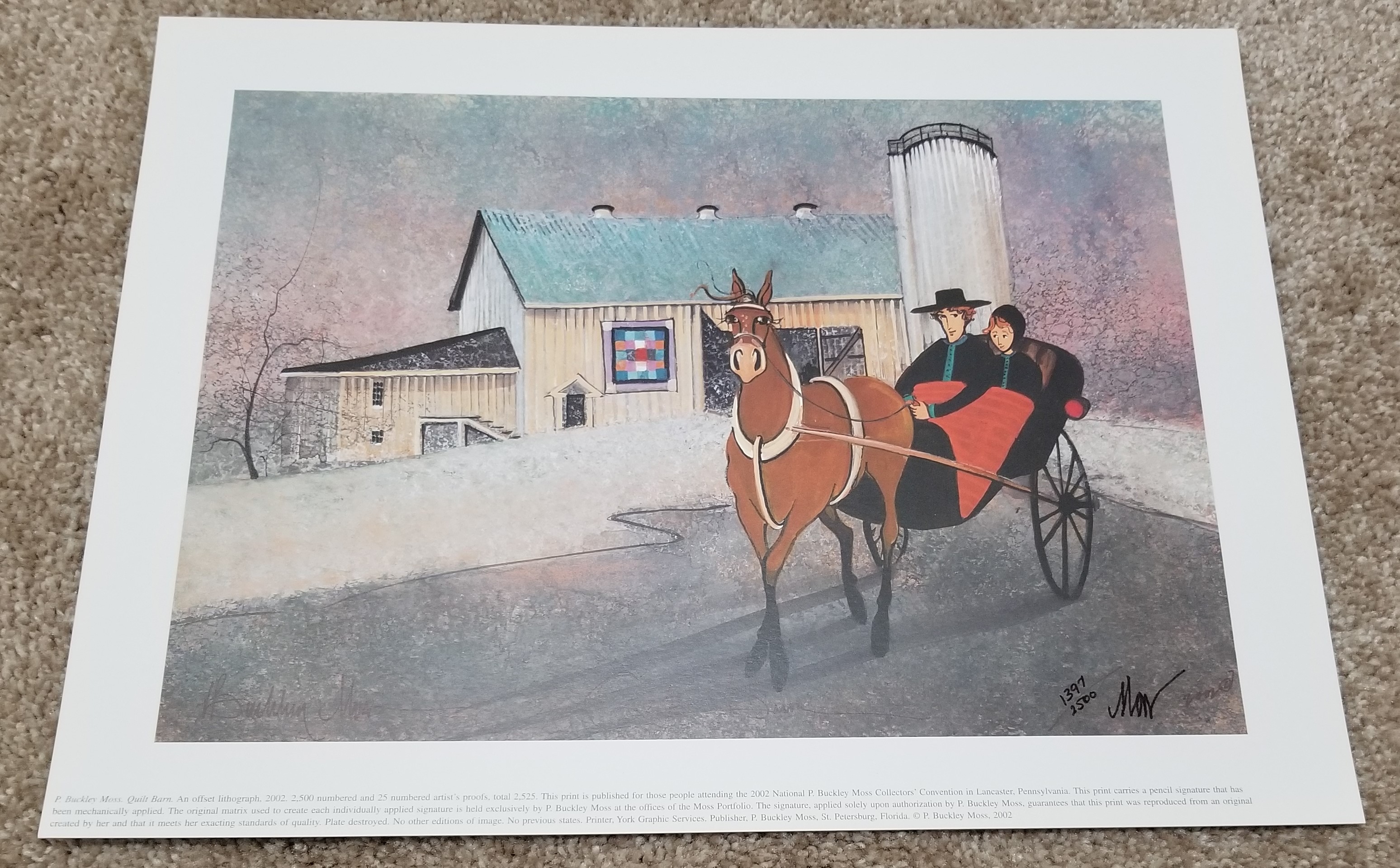 P. Buckley Moss Quilt Barn Painting Print